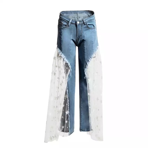 Denim - ⭐️ Fly Girl Mid Rise Denim Mesh Jeans ⭐️